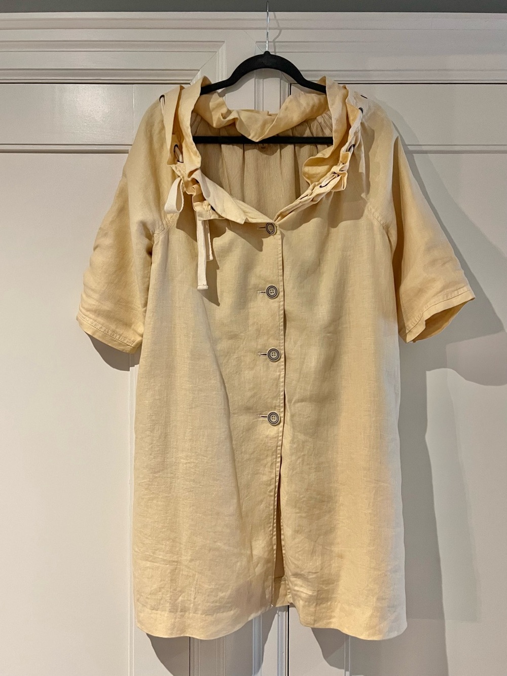 RARE Vintage Converse x John Varvatos Linen Ruffle Duster Coat - Cream, Size S